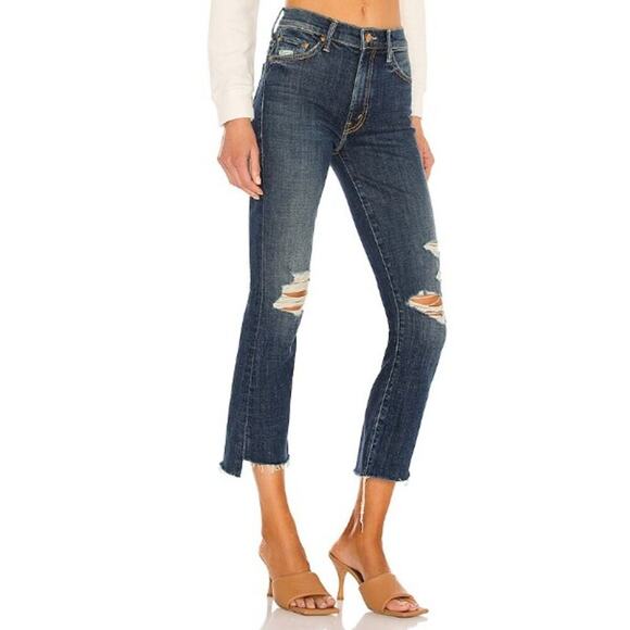 MOTHER The Insider Crop Step Fray Size 28 Wicked Wildflower Dark Wash Bootcut - Picture 2 of 13